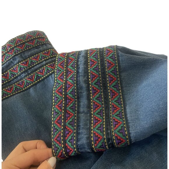 Talbots Southwestern Jeans Size 10 Coastal Grandma Embroidered Straight Aztec - Picture 7 of 10